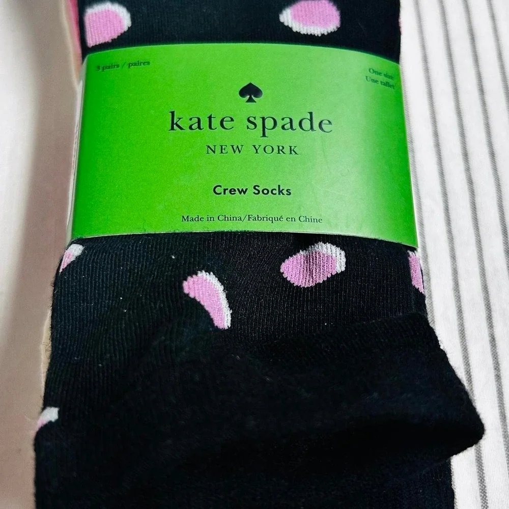 Kate Spade New York Pink and White polka dot crew socks NWT